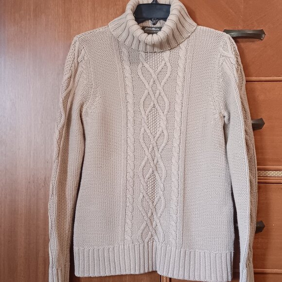 Cable Knit Turtleneck Fisherman's Sweater - Picture 1 of 3